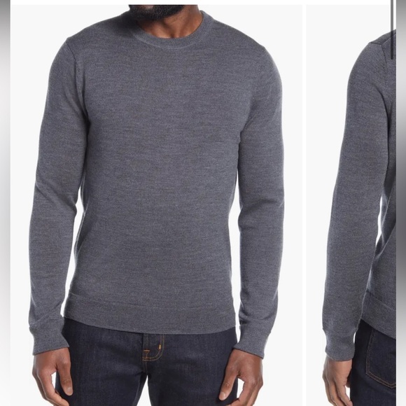 Nordstrom Washable Merino Crewneck Sweater Grey Sz M - Picture 1 of 6